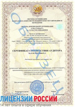 Образец сертификата соответствия аудитора №ST.RU.EXP.00006191-3 Шелехов Сертификат ISO 50001